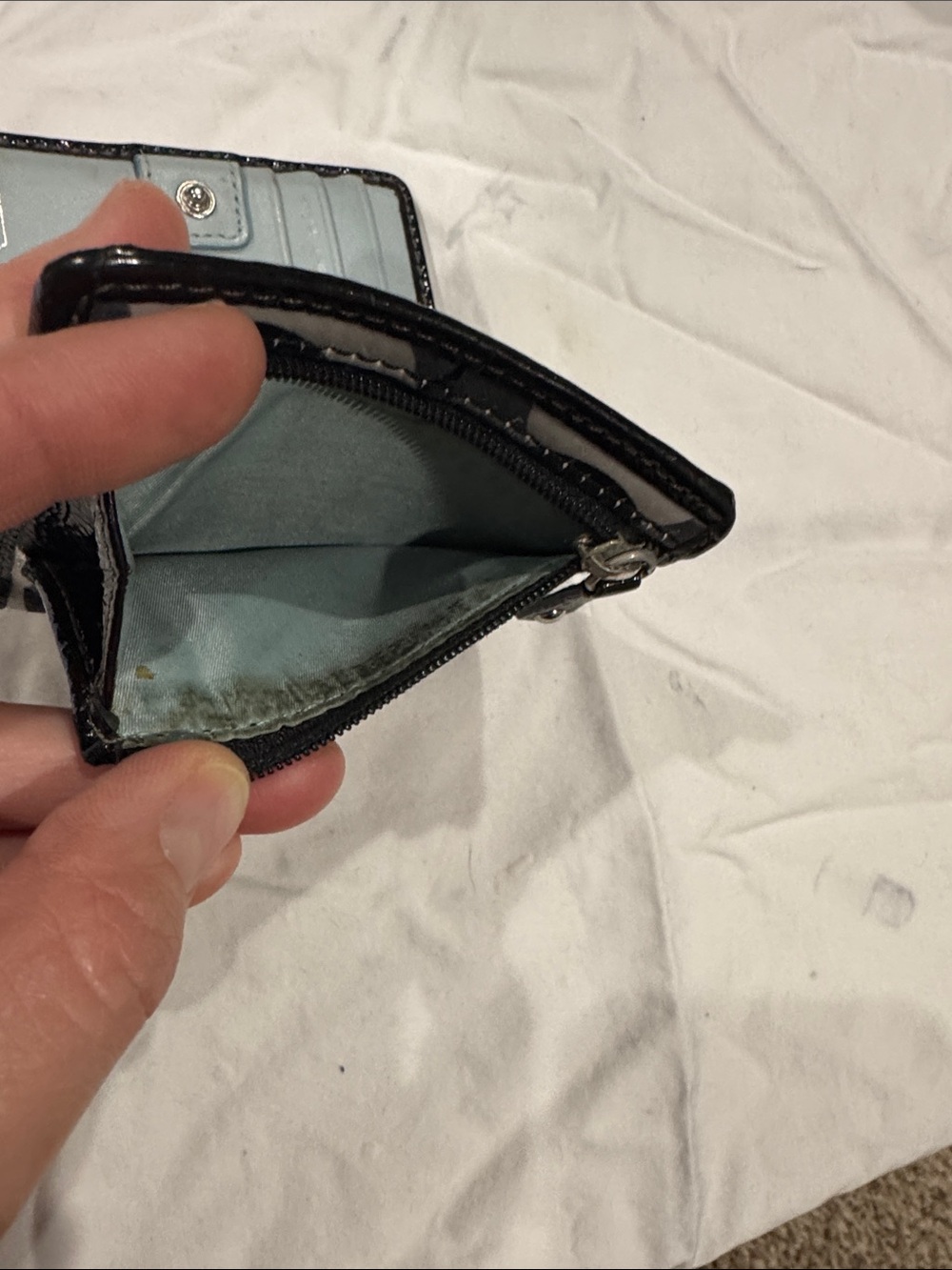 Coach Black & Gray Signature Compact Wallet - Picture 5 of 5